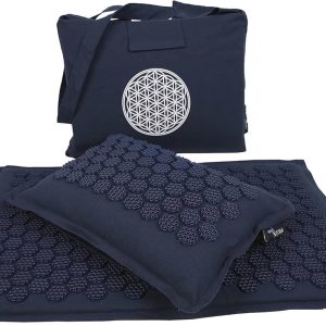 Acupressuurmat en kussenset voor nek- en rugpijn - Spike mat met draagtas (marineblauw) (6152510652614)