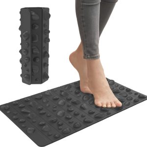 Vloermat met Voetreflexzone-Massage - Ergonomische Voetmassagemat voor Bureau en Statafel, Anti-Vermoeidheidsmat met Acupressuurmassage, Zwart, 30 x 50 cm (6152518844813)