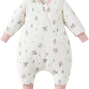 Winter Baby Slaapzak met Benen 3,5 Tog - Warme Slaapzak voor Pasgeborenen en Peuters 12-24 Maanden - 100% Katoen, Draagbare Deken - Bloem Motief (6152539588574)