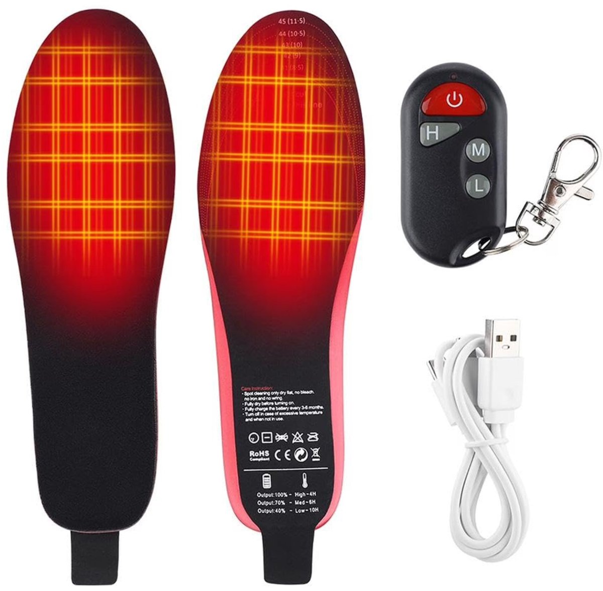 Gloovon® - Verwarmde Zolen - Verwarmde Inlegzolen - USB - 41-45 - Unisex - Drie standen verstelbaar - Temperatuur tot 55°C - Zwart (8721425930421)