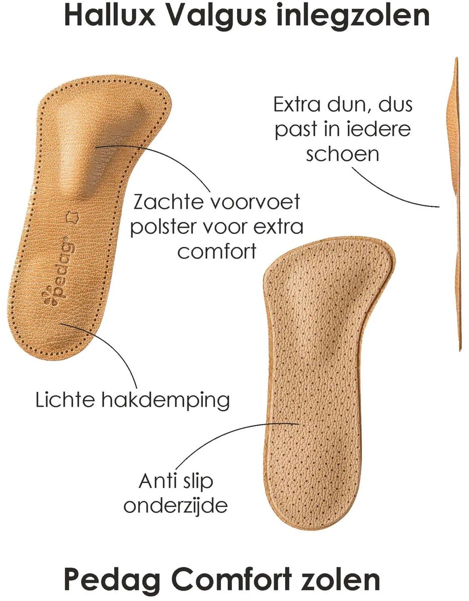 Hallux Valgus oplossing - Voetpolster + Inlegzolen set - Leer - Maat 43 - L (6152008786777)