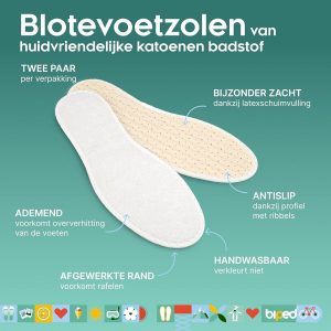 2 Paar Katoenen Badstof Inlegzolen met Latex - Absorberend en Wasbaar (9101117543006)