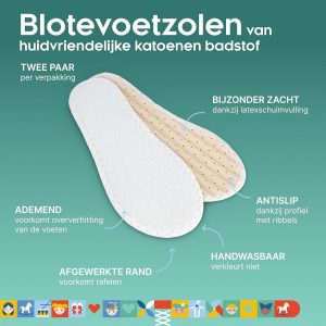 2 Paar Kinder Inlegzolen Katoen Badstof - Anti-Geur & Schokdemping (9101108800552)