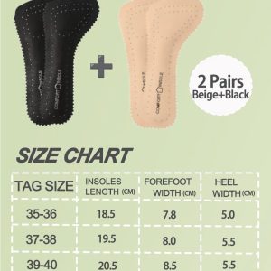 3/4 Leren Inlegzolen met Comfortsteun, Ideaal voor Pumps, Hoge Hakken, Ballerina's en Open Schoenen (39-40) (9101151196763)