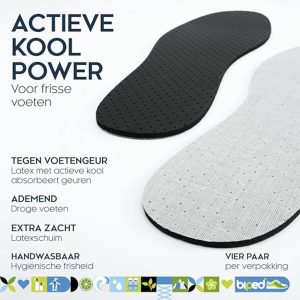Actieve Kool Inlegzolen voor Dames en Heren - Tegen Zweetvoeten en Geur - Zachte Latex Schuiminlegzolen voor Frisse Schoenen (6154043591507)