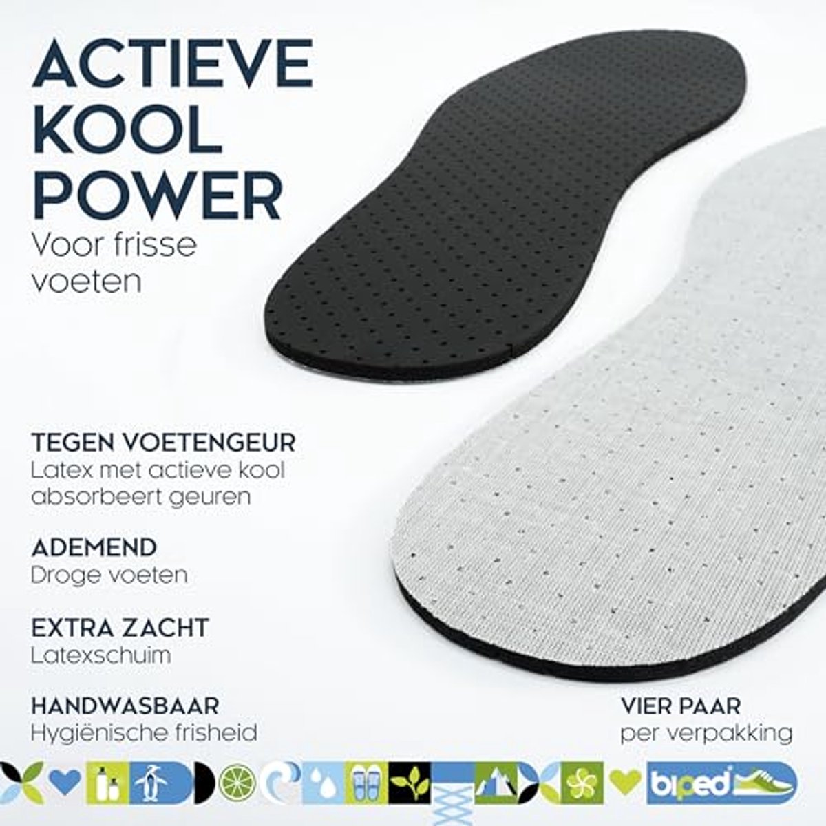 Actieve Kool Inlegzolen voor Dames en Heren - Tegen Zweetvoeten en Geur - Zachte Latex Schuiminlegzolen voor Frisse Schoenen (6154043591507)